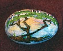 Menorah and Cyprus Tree - front view